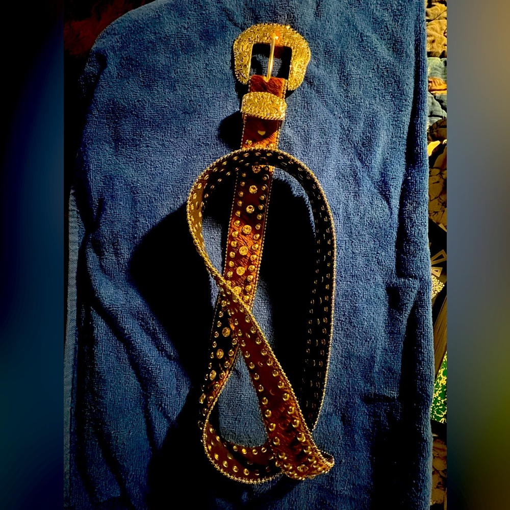 Nocona Rhinestone cowhide belt.